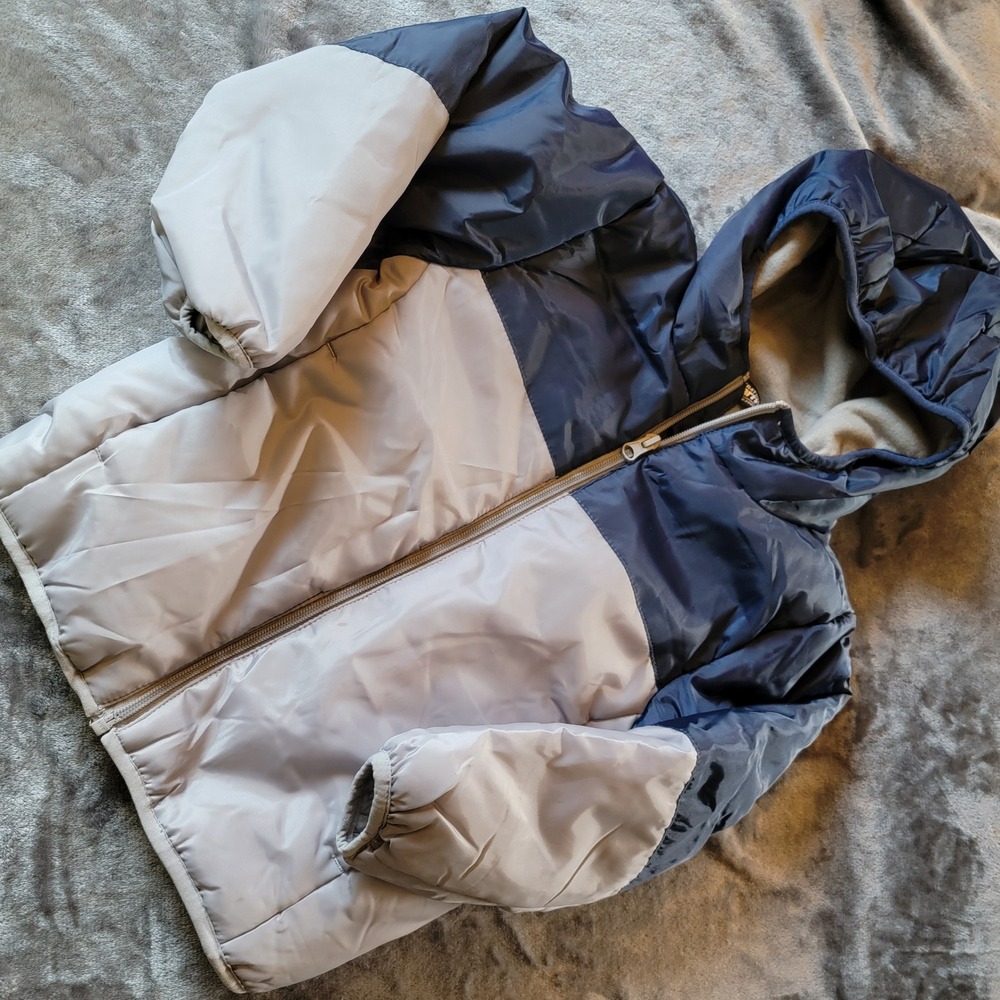Operation Warm Puffer Jacket Kids 4 Blue Gray LNWT Fleece Lined Coat C909